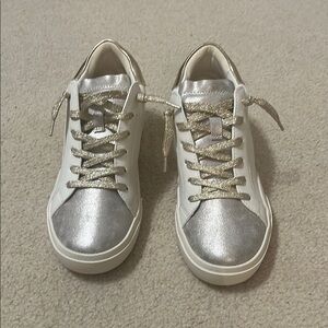 Women's Silver and White Sneakers size 7